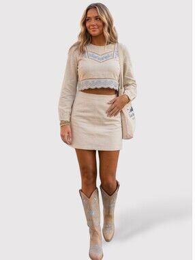 Classic ROSEE BONBON High-waisted Cotton Mini Skirt